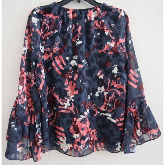 Tanya Taylor Designs LLC Women's Sz S Navy Multi Harmony Abstract Print Top - Picture 2 of 11